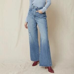 AMO Denim Frida Flare Wide Leg Distressed Jeans in Back To Life Size 23